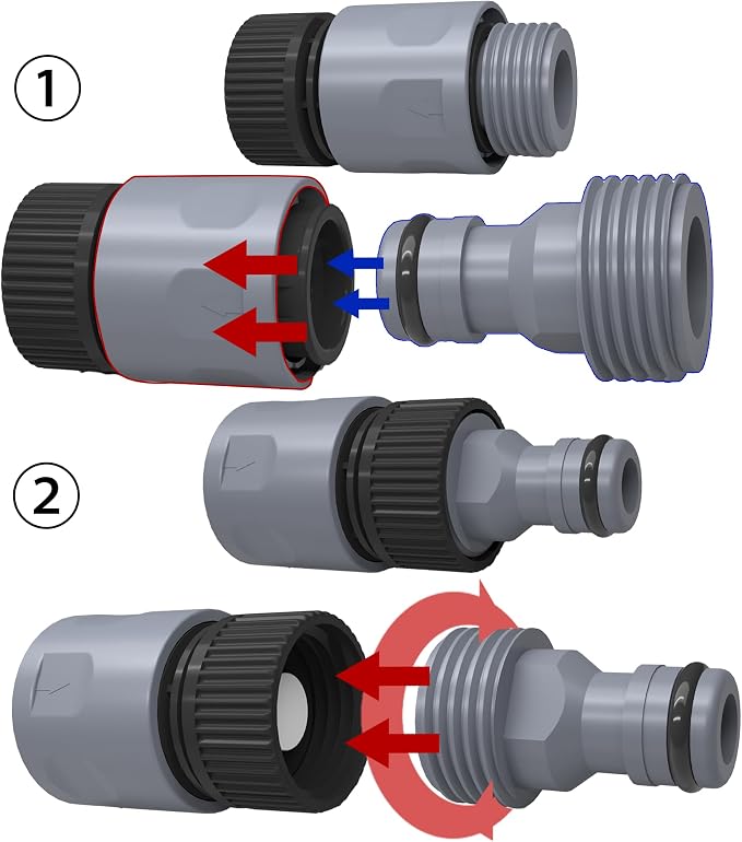 LIULO TOOL 8 Sets Garden Hose Quick Connector, 3/4 Inch Plastic Water Hose Fittings Male and Female Connectors Hose Adapters