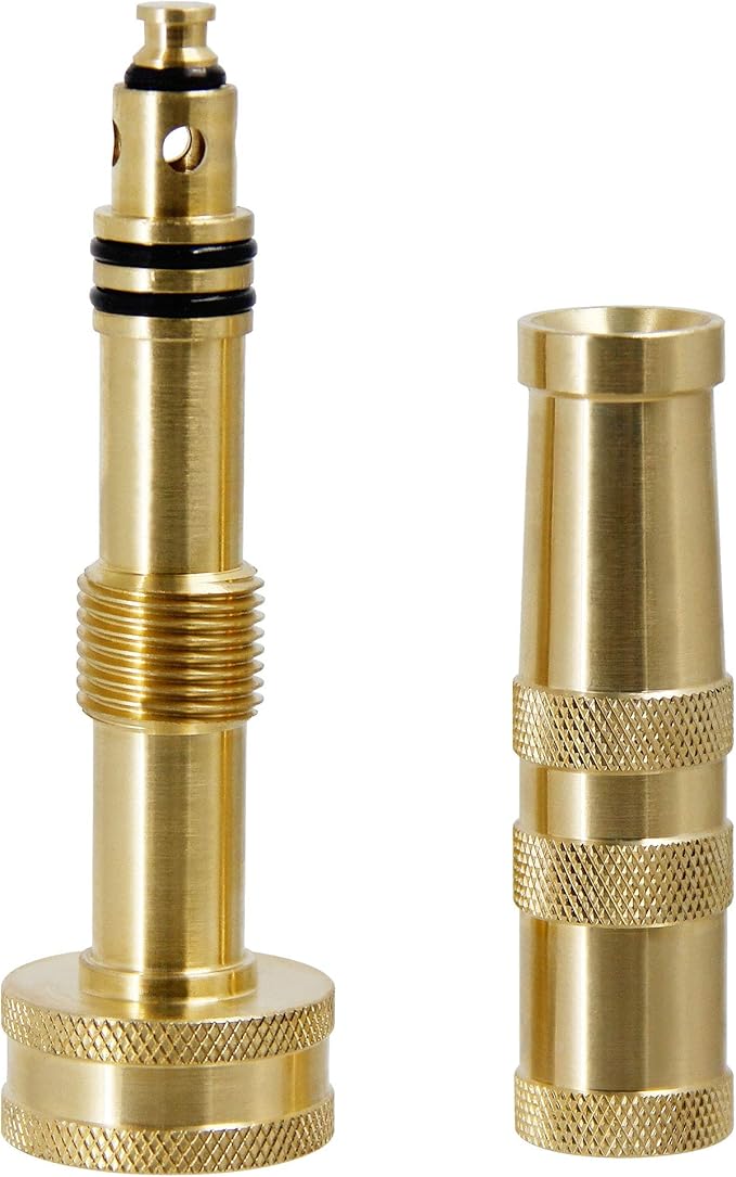 Triumpeek Solid Brass Hose Nozzle, 2 Packs | 4" L, Heavy Duty, Garden Hose Nozzle, 10 Rubber Washers
