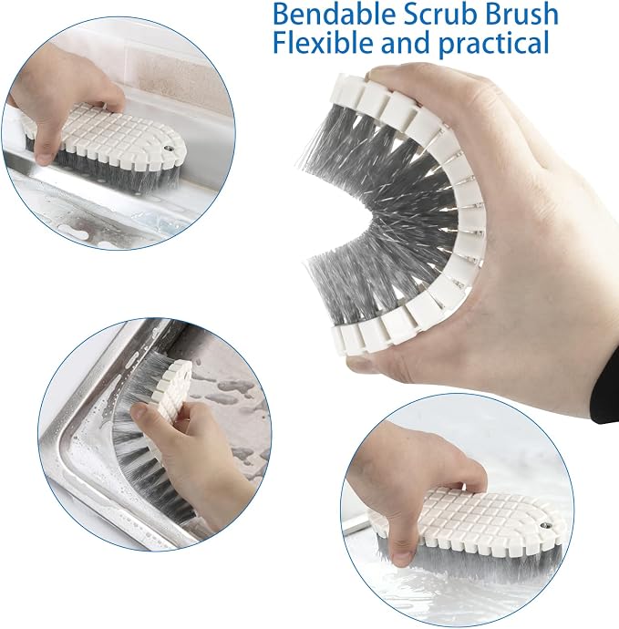 6 Pack Multipurpose Household Cleaning Set, Deep Cleaning Brush Set with Grips - Dish, Scrub, Bottle, Shoe, Groove Gap, Keyboard Brush for Kitchen, Bathroom (B)