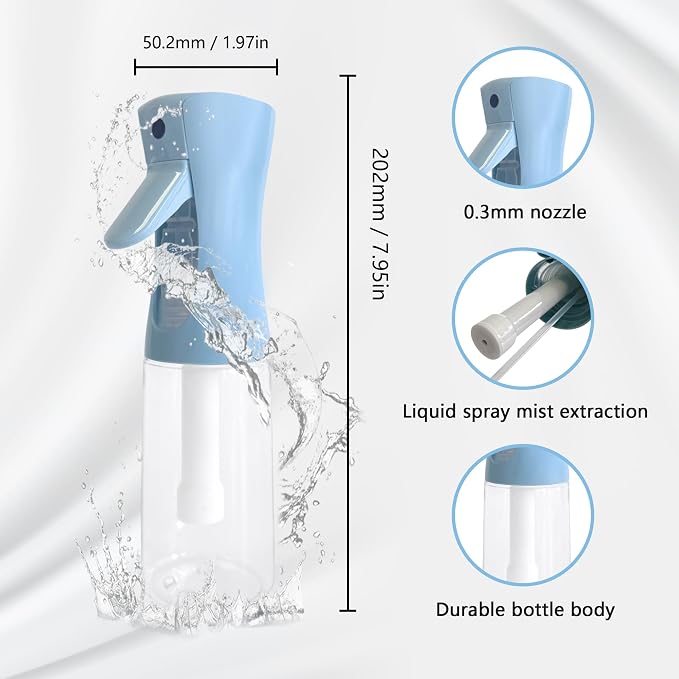 Spray Bottle for Hair Continuous Ultra Fine Mist (300ml) 360° Multi Spray Bottle for Plants, Cleaning, Skin Care Leakproof & Durable 2 Pack