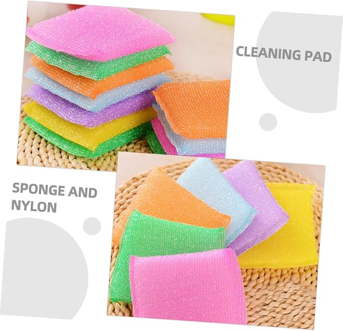 20pcs Non Scratch Dish Scrubbing Pads Kitchen Sponges for Washing Dishes Soft and Sponge Material Powerful Stain Removal Scratch Scourers for Utensils and Hard Random Color
