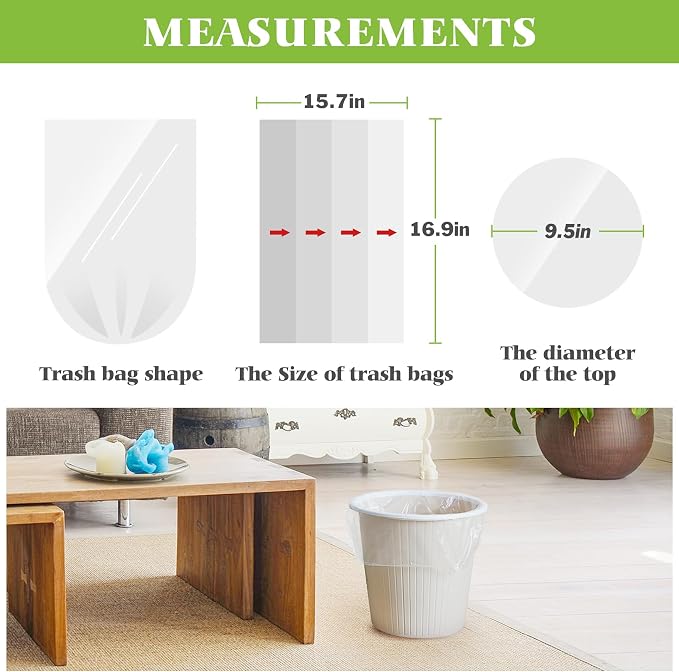 1.2 Gallon 80 Counts Strong Trash Bags Garbage Bags, Bathroom Trash Can Bin Liners, Small Plastic Bags for home office kitchen, fit 5-6 Liter, 0.8-1.6 and 1-1.5 Gal, Clear (Pack of 2)