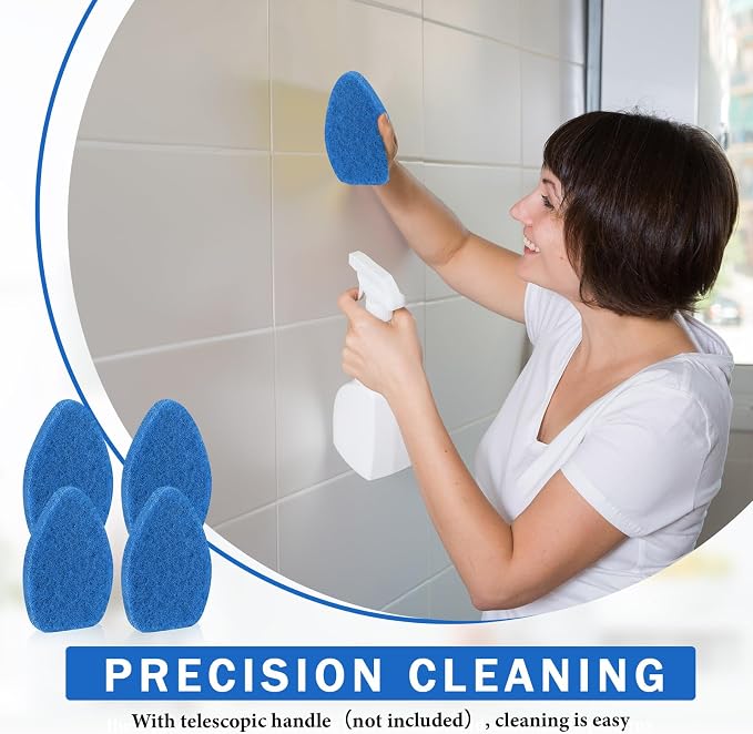 Baderke 4 Pcs Tub Tile Scrubber Cleaning Brush Pad (Without Handle), Blue | for Shower Bathroom Buildup Toilet Wall Floor, Brush Non-scratch Scouring Pads, Kitchen Sponges for Cleaning Home