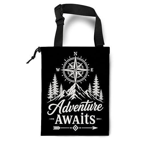 Mountain Adventure Car Trash Bag Hanging for Back Seat | Camping Hiking Lover Gifts Canvas Drawstring Car Garbage Bag with Adjustable Buckle Vehicle Trash Can