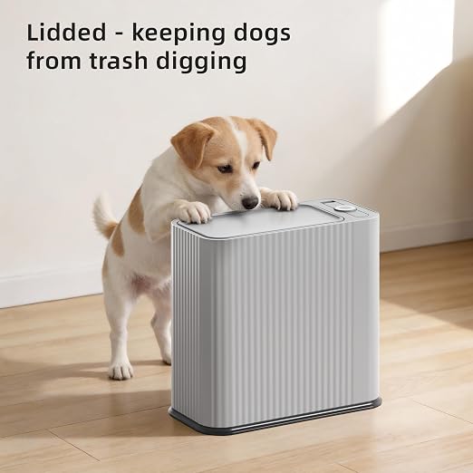 3.5 Gal Bathroom Trash Can with lid, Small Slim Kitchen Garbage Can,Gray | Plastic Office Waste Bin, Wastebasket for Narrow Space