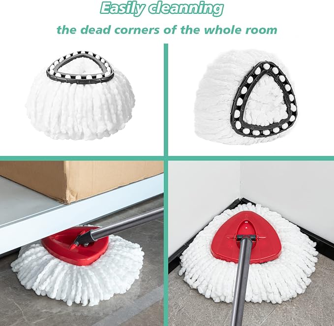 8PCS Spin Mop Replacement,100% Microfiber,Machine Washable,360° Rotation | Compatible with Cedar Easywring 1-Tank System,Deep-Cleaning,360° Rotation,Edge-to-Edge Reach,Easy House Floor Mopping