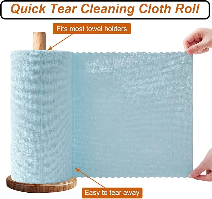 80 Pack Microfiber Cleaning Cloth Roll,Lint Free Rags & Tear Away Reusable Towels Washable Scratch,Ultra Absorbent Dish Rags(12" x 12") for Car Kitchen Home Garage-Blue