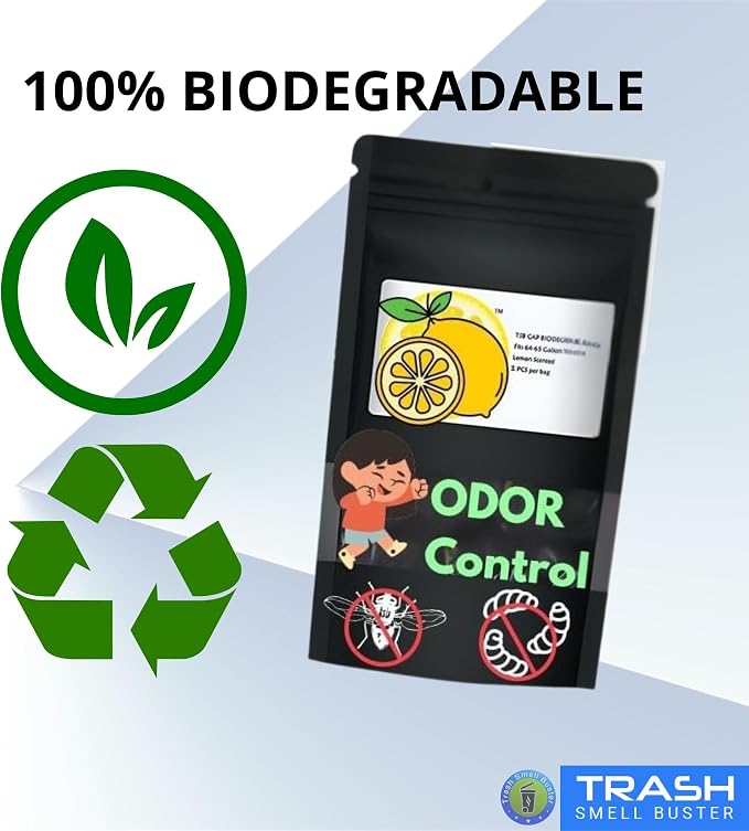 95 Gallon Trash Can Cover, Outdoor Lid Cover with Elastic Fit, Odor Control, Weather Resistant, Reusable, Lemon Scented, 1 Pack
