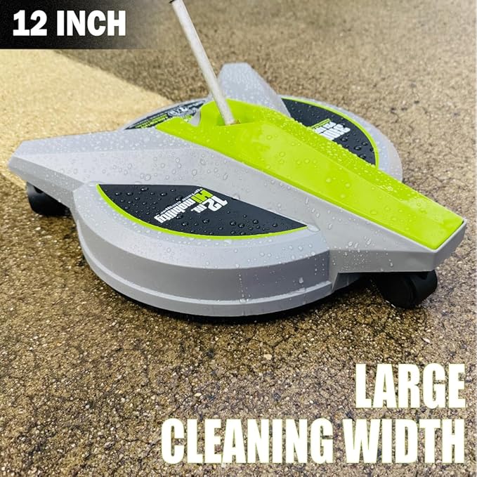 Hiclean 12" Electric Pressure Washer Surface Cleaner with Wheels, Grey | 3200 PSI Max, Power Washer Attachment, For Concrete, Patio, Sidewalk, Driveways