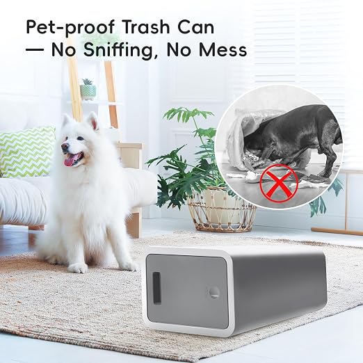 Lysam 4 Gallon Trash Can 3 Packs, Bedroom Trash Can with Lid & Trash Bags | Small Garbage Can Press-Top for Dog & Child Proof, Oder Seal, Waste Basket for Bedroom, Office, Living Room, Bathroom, Grey