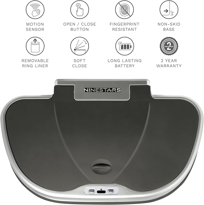 Ninestars DZT-70-R3 Motion Sensor Trash Can, Extra Large, Silver