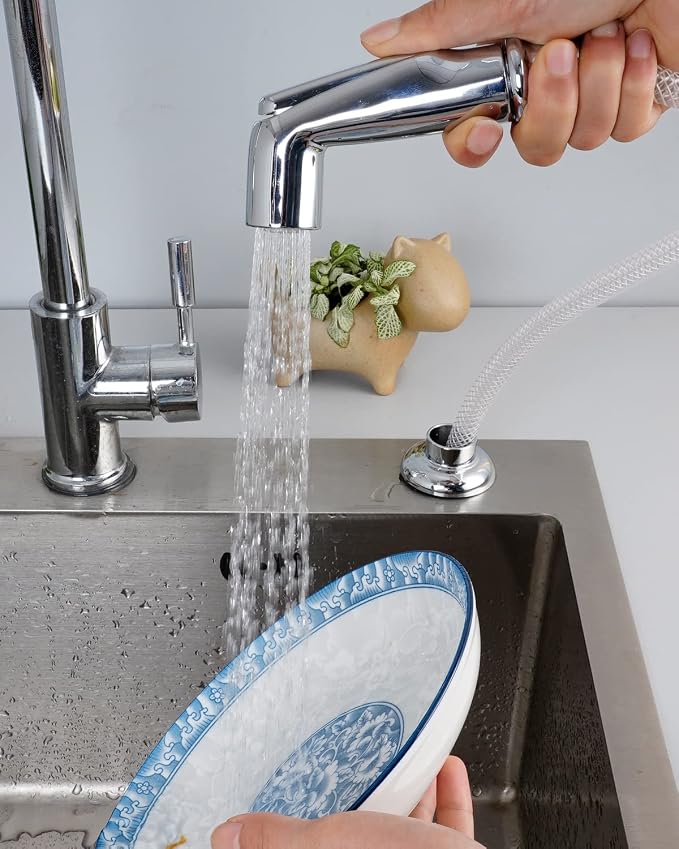 Universal Kitchen Sink Spray Attachment/Hose/Holder Set, Chrome | NSF/ANSI/CAN 372 Certified, Quick Side Connector Compatible with Moen Faucet Sprayer Head, Kitchen Sink Faucet Attachment