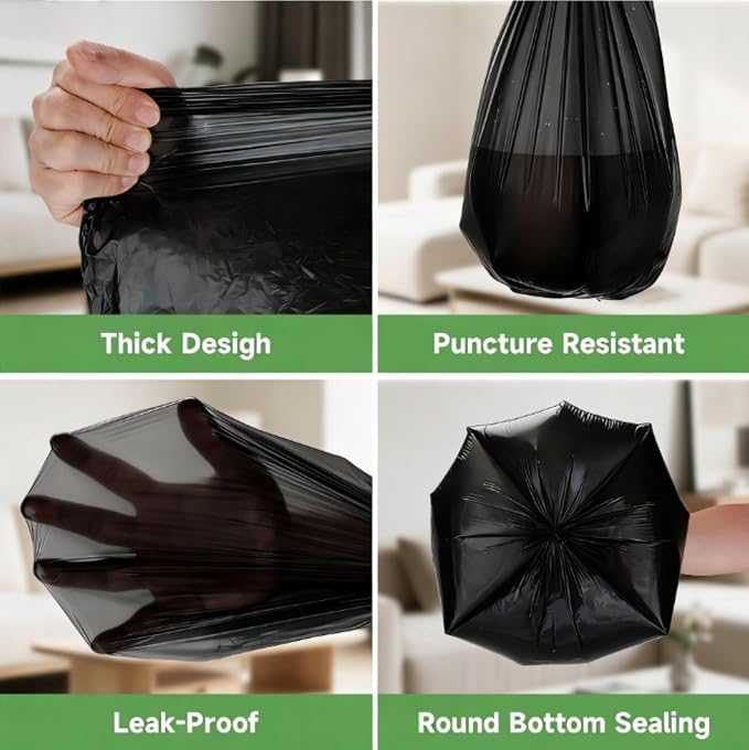 5 Gallon Garbage Bags Biodegradable - Unscented Bathroom Trash Bag Extra Strong Leakproof Bulk 100 Count Recycling Liners for Home, Workshop, or Pet Waste Disposal heihaily