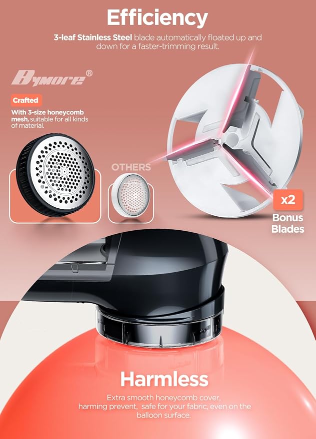 Bymore Fabric Shaver, Lint Shaver, Sweater Shaver for Clothes, Space Black | Compact one-button design refreshes clothes quickly and fits easily in a bag for home, office or travel