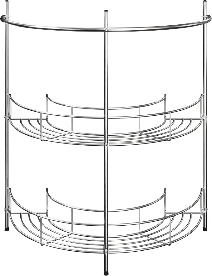 Lavish Home Pedestal Sink Organizer, Silver, 21.25” x 11” x 23.25” | Compact Under the Sink Rack with 2 Storage Shelves and Towel Holder, Space Saving Bathroom Storage
