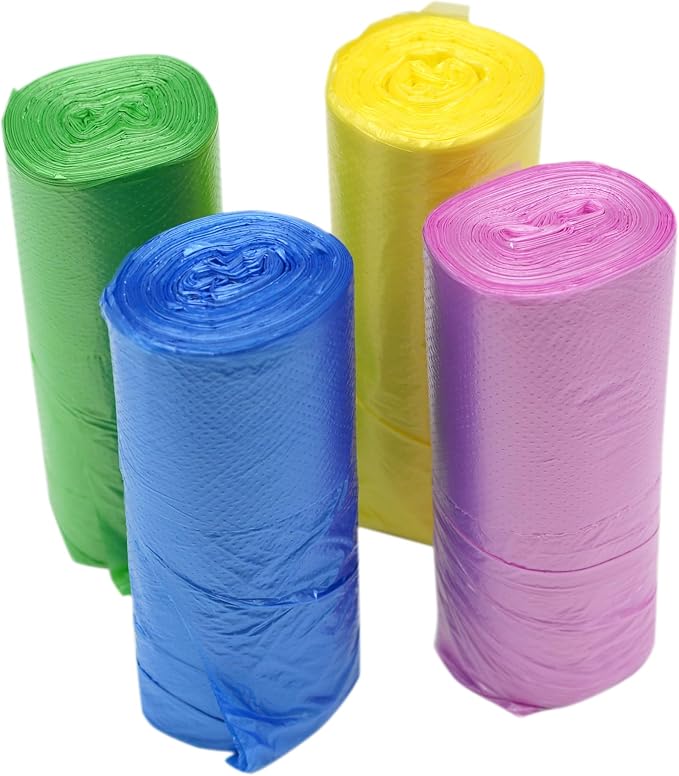 4 GALLON Bathroom Trash Bags, 8 Rolls/200 Counts Small HANDLES Garbage Bags for Office, Bathroom Wastebasket Waste Bin Colorful Portable Rubbish Bags (200)