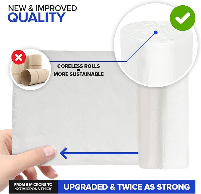 Stock Your Home Clear 2 Gallon Trash Bag (200 Pack) Un-Scented Small Garbage Bags for Bathroom Can, Mini Waste Basket Liner, Plastic Liners for Office Trashcan and Dog Poop, Bulk Household Supplies