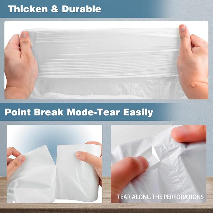 Charmount 8 Gallon Trash Bags, 50 Count Medium Garbage Bags | Trash Can Liners for Bathroom Kitchen Office, Clear, Unscented