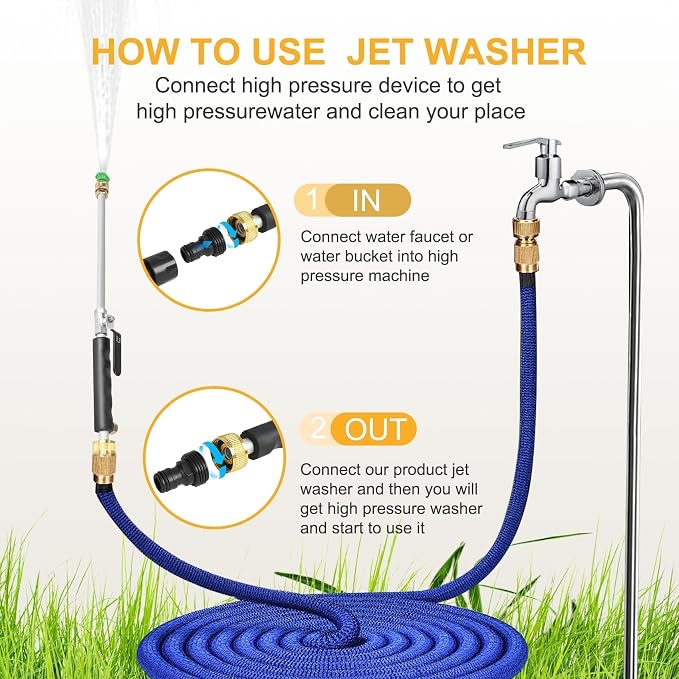 7-1 Jet Nozzle High Pressure Hose Nozzle for Patio, Car | High Pressure Power Washer Wand, Versatile Cleaning Tool, For Gutter, Patio, Car Wash, Gardening