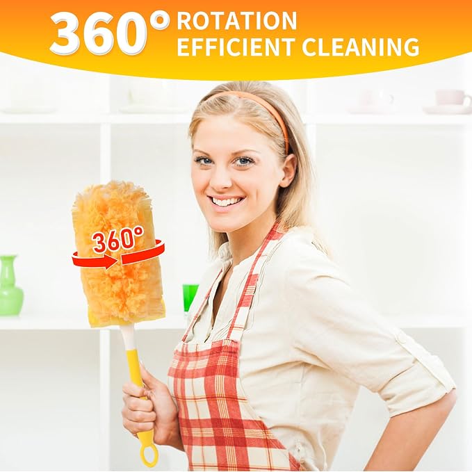 18 Count Duster Refills with 1 Firm-Grip Handle for Swiffer Duster | Multisurface 360° Dusters with 4X Microfibers, Unscented Disposable Duster Refills for Cleaning Home