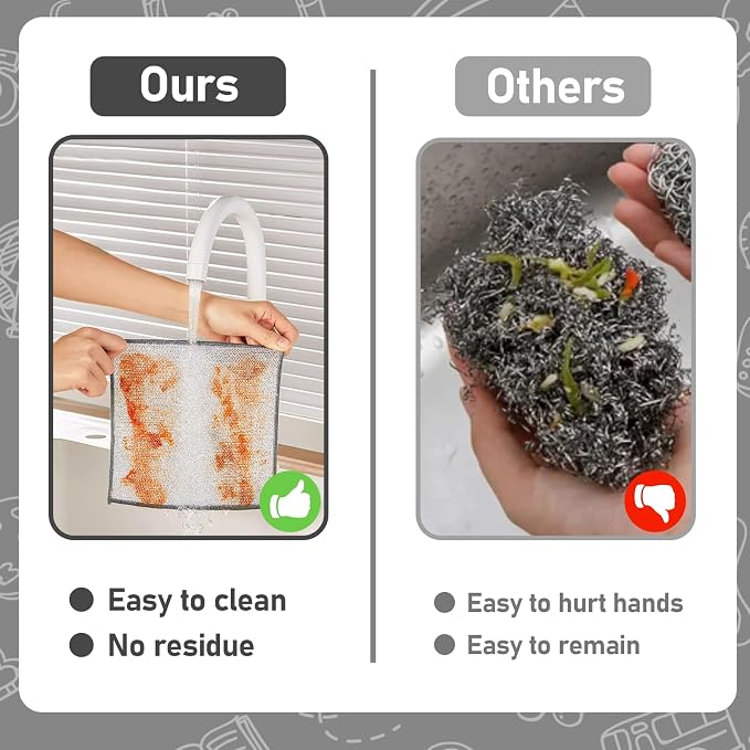 XANGNIER 10 Pcs Multipurpose Wire Dishwashing Rags for Wet and Dry,2024 New Multifunctional Non-Scratch Wire Dishcloth,Wire Cleaning Cloth,Non Scratching Metal Wire Rag for Kitchen,Counter,Dishes,Sink | Multipurpose Steel Wool Cleaning Cloths,Wet & Dry...