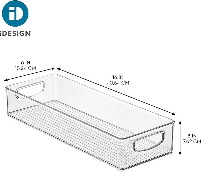 iDesign Slim Extra Long Clear Storage Bin, 4-Pack