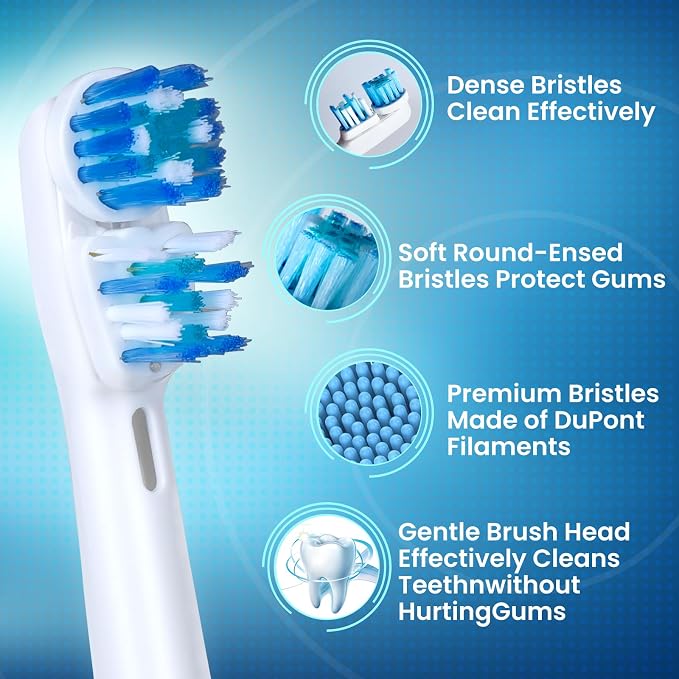Replacement Brush Heads Compatible with Oral B- Double Clean Design, Double Clean Brush Heads, Compatible with Braun Oral-B Dual Clean Electric Toothbrush (8-Pack)