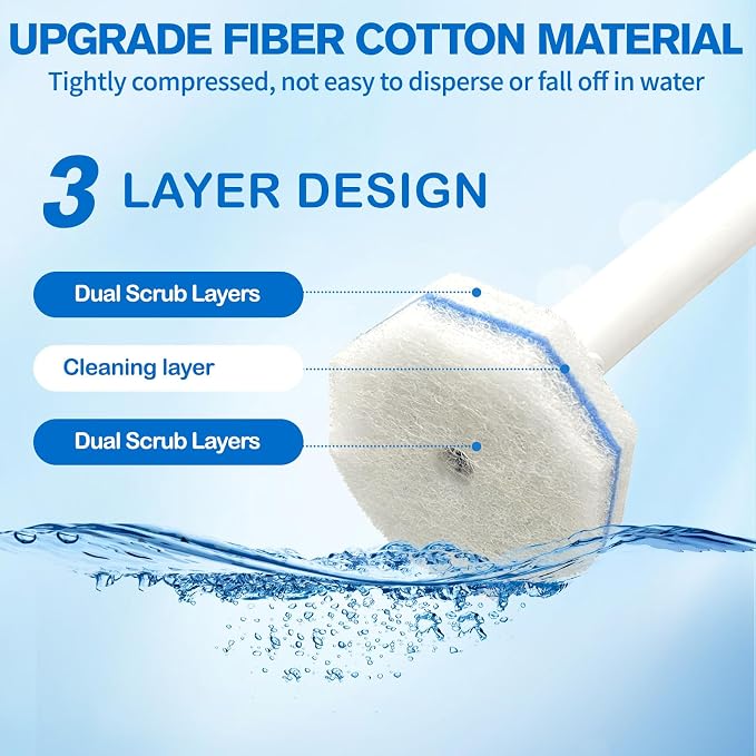 Disposable Toilet Brush and Holder Set, 40 Pre-Filled Refills | 5X Powerful No-Shed Pads, 360° Deep Toilet Bowl Clean, Toilet Bowl Cleaner with Storage Caddy & Adhesive Hooks