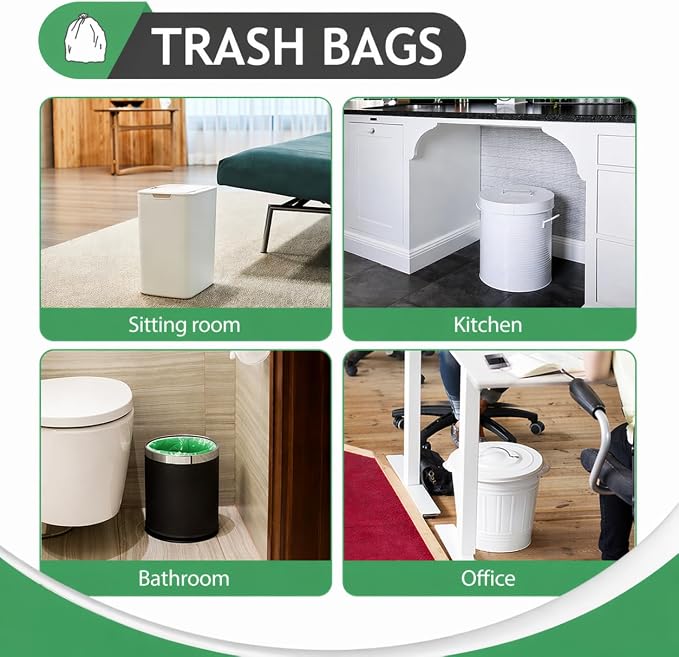 Teivio Small Green Trash Bags 4 Gallon 160 Count Kitchen Garbage Bags | Fit 12-15 Liters,3.5,3.8,4,4.5Gal,Multicolor Mini Plastic Waste Basket Bins Can Liners for Bathroom Office Car dog poop bags