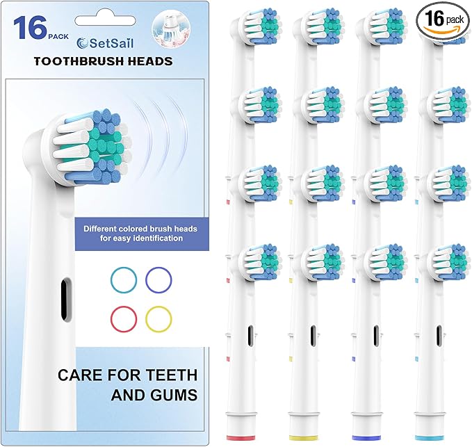 Toothbrush Heads for Oral B, 16 Pack Professional Electric Toothbrush Replacement Heads Medium Soft Dupont Bristles Replacement Toothbrush Heads Precision Clean Brush Heads Refills