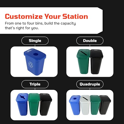 City Box Recycling Plastic Trash Can with Lid for Office | Available 7 & 10 Gallon Sizes, Durable Plastic Construction, Secure Lid, Lightweight Design Indoor Recycling bin for kitchen