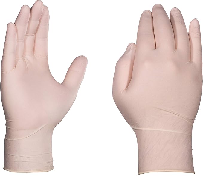 AMMEX White Latex Disposable Exam-Grade Gloves, 4 Mil, Powder-Free, Food-Safe, Lightly-Textured, Non-Sterile
