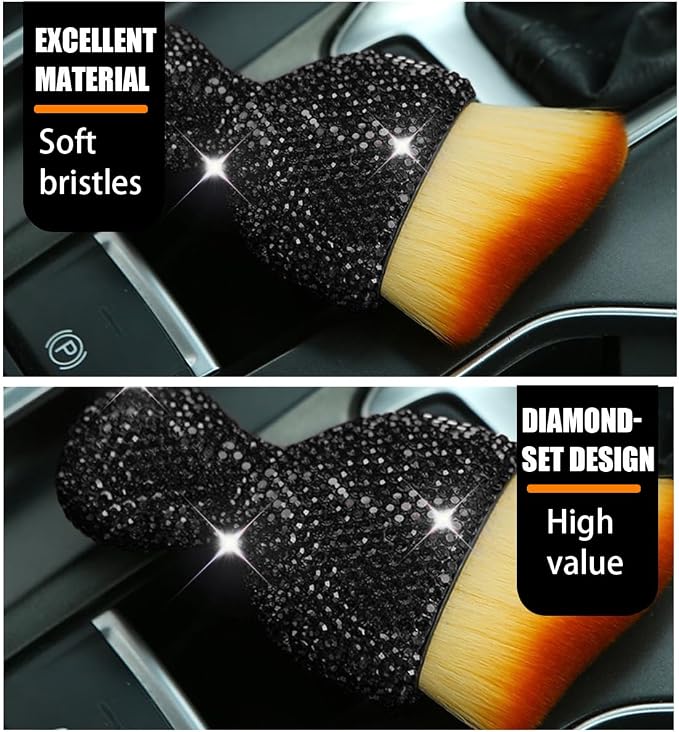 zipelo Diamond-Handle Car Detailing Dust Brush, Black | soft synthetic bristles, beveled profile reaches narrow gaps, scratch-free wet or dry use, compact storage, cleaning tools