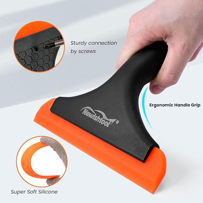 NEWISHTOOL All-Purpose Small Silicone Squeegee Window Tint Tool, 3 Pack | Small Squeegee for Shower Glass Door Mirror Car Windshield Kitchen Countertops Cleaning Water Removal Scraper w/ Hanging Hole