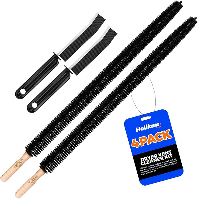 Holikme Dryer Vent Cleaner Kit - 4 Pack Flexible lint Trap Cleaner Tools | Deep Cleaning Tool for Fridge, Washer, Stove Gaps & Tight Spots – Crevice & Brush Set Boosts Efficiency, Reduces Fire Risk