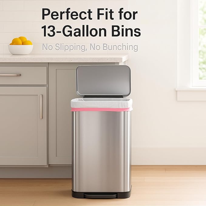 13 Gallon Tall Kitchen Trash Bags Drawstring, 120 Count White Garbage Bags | Leak Resistant & Tear Resistant, Easy Tear-Off Roll, Unscented Trash Can Liners for Standard Kitchen Bins