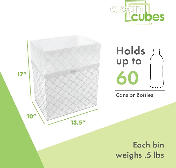 Clean Cubes 13 Gallon Disposable Pop-Up Trash Cans, 6-Pack (Trellis) | One Pack Covers the Whole Party, Place a Bin in Every Corner, No Assembly, Built-In Liner, Toss the Whole Bin When Full