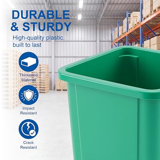 Sintuff 4 Pack 32 Qt Wastebasket Trash Container, 8 Gal Plastic, Stackable Trash Can for Kitchen Bathroom Office Fits Under Sink/Pullout/Desk, Black, Green, Red, Blue