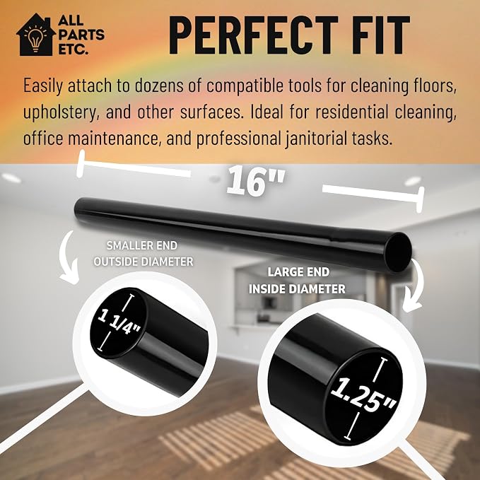 1.25 Inch Vacuum Extension Wands, 32mm Vacuum Accessories & Attachments | 15.75" Extension Wand Vacuum Pipe Tubes for Shop Vac, Wet/Dry Vacuums, and More| with 1-1/4" Fitting (3 Pack)