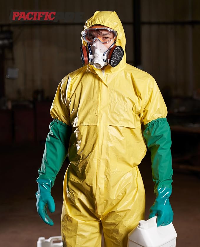 PACIFIC PPE 26 Inch Chemical Resistant PVC Gloves, Waterproof, 3 Pairs | Cotton lined, acid and oil resistant, anti-skid grip, waterproof protection for chemical handling and industrial use