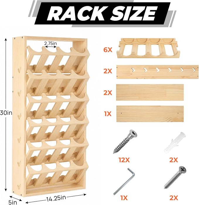 Sidasu Spray Can Holder, 6-Tier Wall Mount Spray Paint Storage Rack | 24-Can Capacity, Wooden, DIY Paintable, Paint Can Organizer for Garages and Workshops