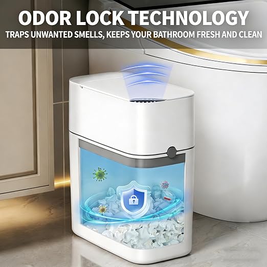 Motion Sensor Bathroom Trash Can, Automatic Touchless Smart Garbage Bin with Lid, 3 Gallon Slim Small Bin with Auto Bag Adsorption for Kitchen, Bedroom, Office, Restroom,Living Room