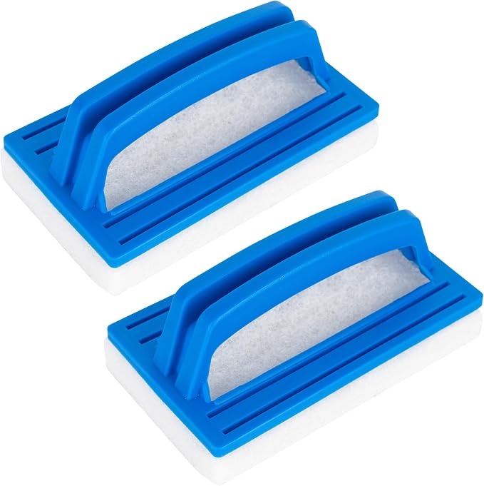 BlueStars 2-Pack Heavy Duty Handheld Sponge Pool Scrub Brush | Clean Pool Tile, Grout, Walls, Vinyl Liners, Spas, Tubs, Showers; Surface Cleaning Scrubber, Kitchen, Bathroom Tub