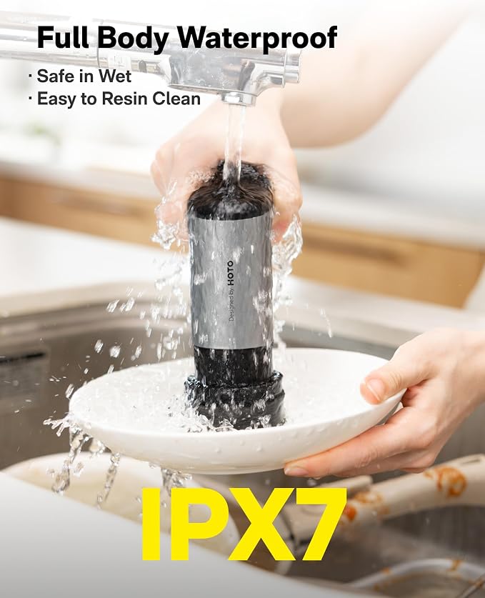 HOTO Grip™ Cordless Electric Spin Scrubber, IPX7 Waterproof, 6 Brush Heads | Lightweight at 0.65 lb, Powerful Cleaning Scrubber, for Bathroom, Kitchen, Tile, Shower