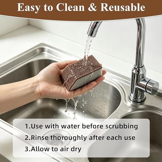 6 Pcs Cleaning Magic Erasers,Magic Eraser Sponge | Heavy-Duty Carborundum Sponge Removes Rust, Burnt Food and Grease for Kitchens, Bathrooms and Household Cleaning