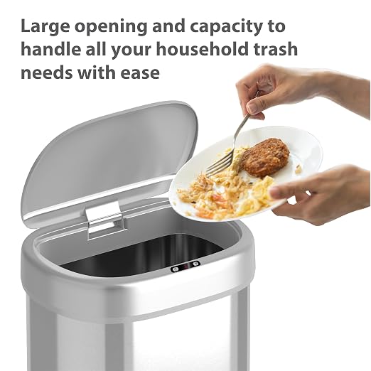 Ninestars 21 Gallons Automatic Touchless Kitchen Trash Can with Lid, Motion Sensor Trash Can for Kitchen, Living Room, Office, 80 Liter Stainless Steel Garbage Bin (21 Gallon Oval)