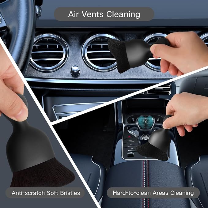 Qydipclin 10pcs Windshield Cleaner Tool, Car Window Cleaning Wash Kit with 4 Reusable Microfiber Pads 1 Spray Bottle and Extendable Handle Auto Glass Wiper Kit, Blue&Gray