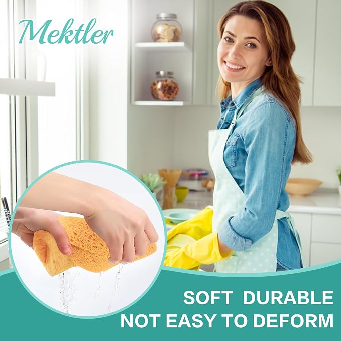 Extra Large Cellulose Kitchen sponges, 5.9" x 4.3" x 1.4", 2-Pack | Natural Cellulose Sponges for Cleaning & Household, Non-Scratch, Reusable and Biodegradable