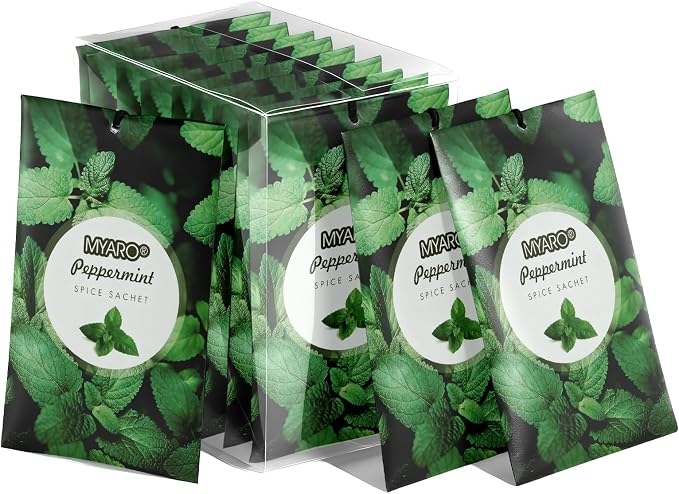 MYARO 12 Pack Peppermint Scented Sachets, Closet Deodorizer Car Freshener | Long-Lasting Sachet Bag, Odor Eliminator for Closet, Drawer, Bathroom, Clothes, Fabric Refresher, Home Fragrance Gift Set