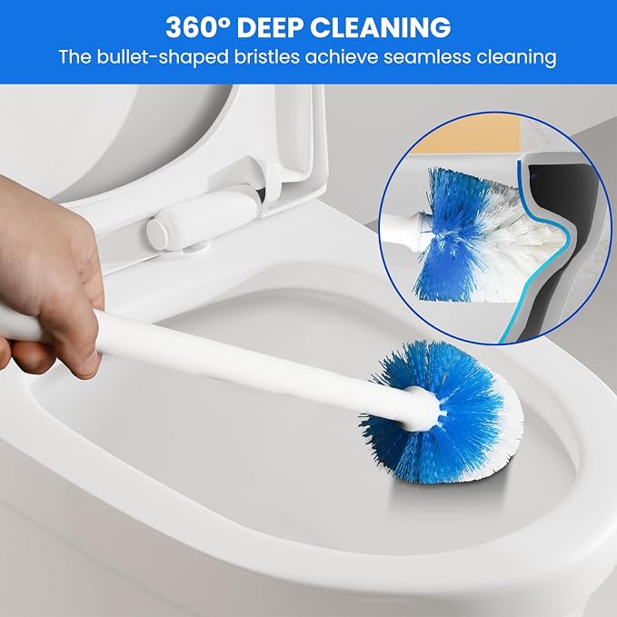 Toilet Brush Refills for OXO Toilet Brush Only, 2 Pack Replacement Heads | Toilet Brush Replacement Head for Deep Bathroom Toilet Bowl Cleaning, Blue & White, Nylon & Plastic Material Bristles